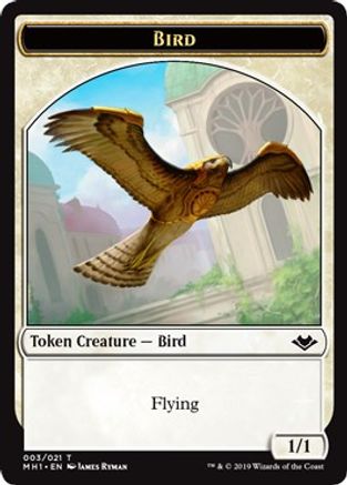 Bird (003) // Serra the Benevolent Emblem Double-Sided Token [Modern Horizons Tokens]