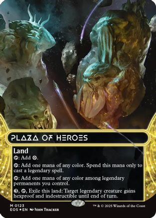 Plaza of Heroes (0123) (Borderless) (Galaxy Foil) [Edge of Eternities: Stellar Sights]