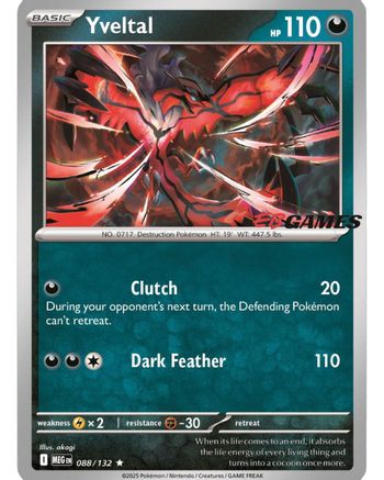 Yveltal (EB Games) (088/null) - Miscellaneous Cards & Products Holofoil