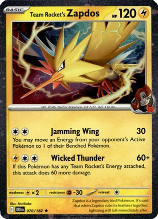 Team Rocket's Zapdos (Cosmos Holo) (070/182) - Miscellaneous Cards & Products Holofoil