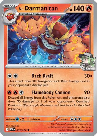 N's Darmanitan (033) - ME Ascended Heroes Reverse Holofoil