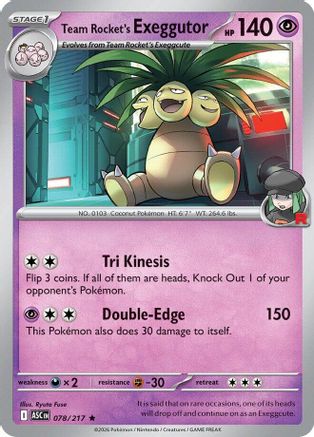Team Rocket's  exeggutor (078) - ME Ascended Heroes Reverse Holofoil
