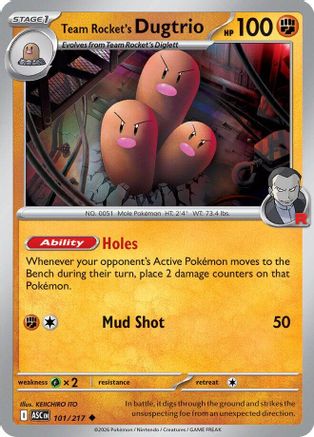 Team Rocket's Dugtrio (101/217) - ME Ascended Heroes Reverse Holofoil