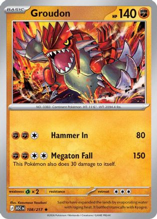 Groudon (108) - ME Ascended Heroes Reverse Holofoil