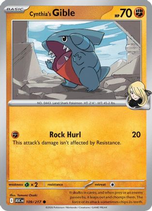 Cynthia's Gible (109) - ME Ascended Heroes Reverse Holofoil