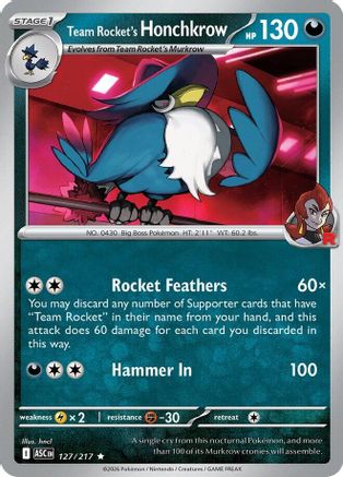 Team Rocket's Honchkrow (127) - ME Ascended Heroes Reverse Holofoil