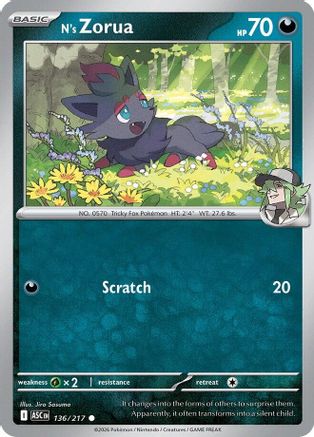 N's Zorua (136) - ME Ascended Heroes Reverse Holofoil
