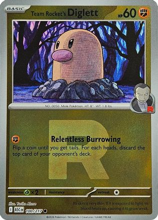 Team Rocket's Diglett (Team Rocket) (100) - ME Ascended Heroes Reverse Holofoil