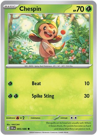 Chespin (005/086) - ME04 Chaos Rising Reverse Holofoil