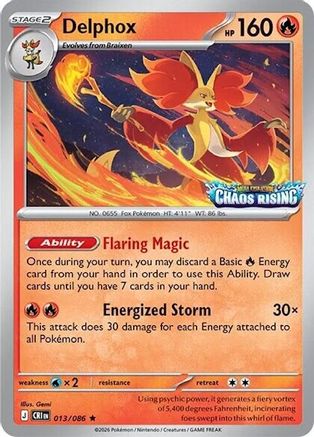 Delphox (Chaos Rising Stamped) (013/086) - Miscellaneous Cards & Products Holofoil