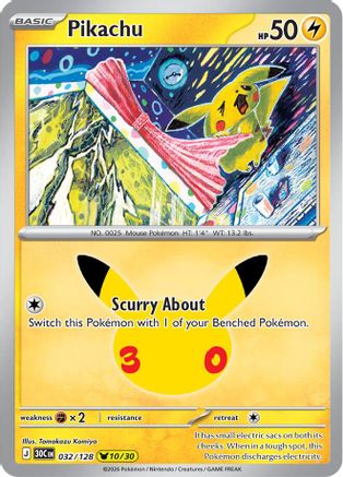Pikachu (032/128) - ME 30th Celebration Holofoil
