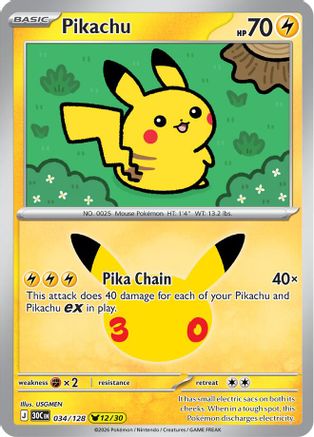 Pikachu (034/128) - ME 30th Celebration Holofoil