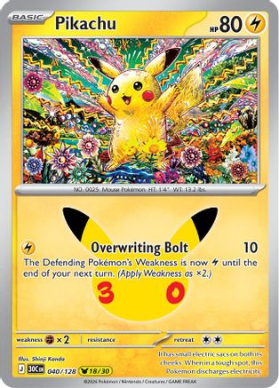 Pikachu (040/128) - ME 30th Celebration Holofoil