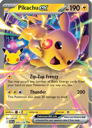 Pikachu ex (054/128) - ME 30th Celebration Holofoil
