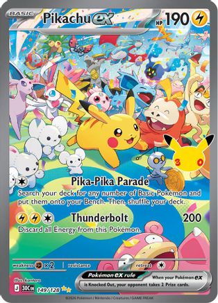Pikachu ex (149/128) - ME 30th Celebration Holofoil