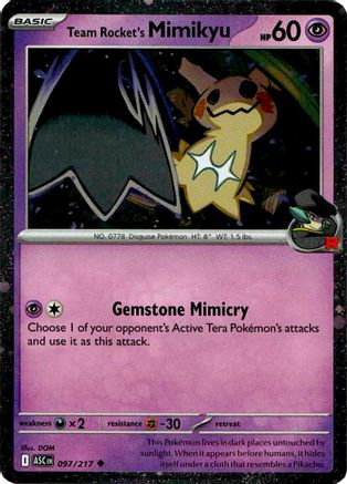 Team Rocket's Mimikyu (Cosmos Holo) (097/217) - Blister Exclusives Holofoil