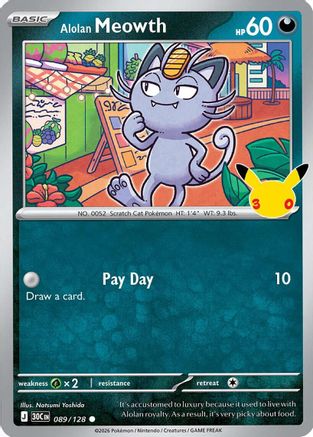 Alolan Meowth (089/128) - ME 30th Celebration Holofoil
