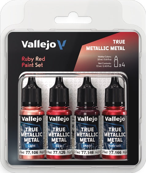 Vallejo - True Metallic Metal - Ruby Red Paint Set