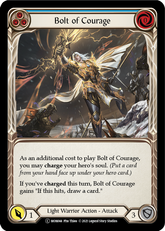 Bolt of Courage (Blue) (Rainbow Foil) [U-MON044-RF] Unlimited Edition Rainbow Foil