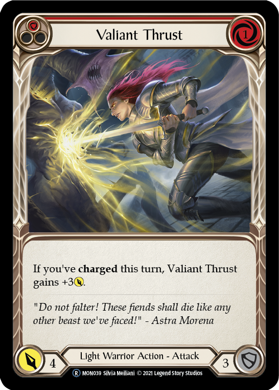 Valiant Thrust (Red) (Rainbow Foil) [U-MON039-RF] Unlimited Edition Rainbow Foil
