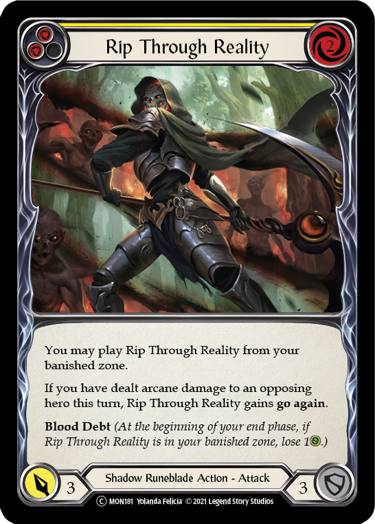 Rip Through Reality (Yellow) (Rainbow Foil) [U-MON181-RF] Unlimited Edition Rainbow Foil