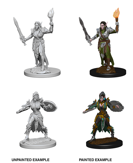 Pathfinder Battles Unpainted Miniature: Elf Female Fighter (Torch)