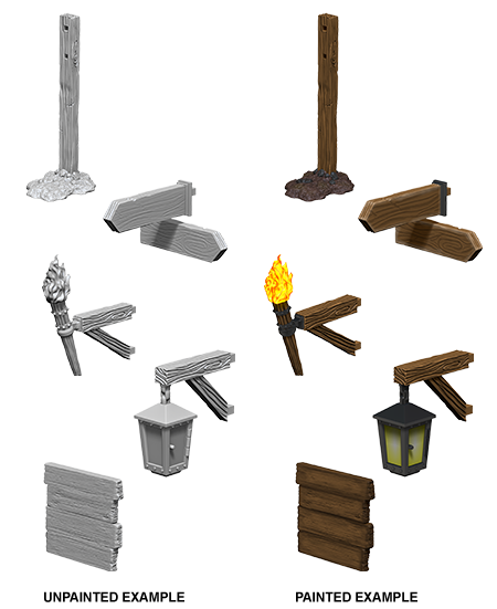 WizKids Deep Cuts Unpainted Miniatures: Signs & Lights
