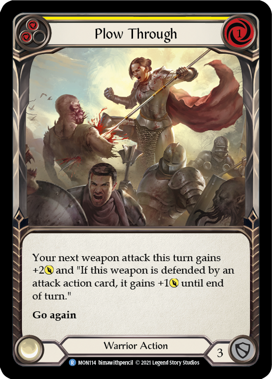 Plow Through (Yellow) (Rainbow Foil) [MON114-RF] 1st Edition Rainbow Foil