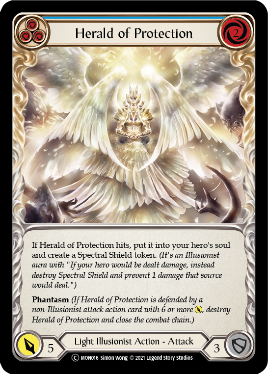 Herald of Protection (Blue) (Rainbow Foil) [U-MON016-RF] Unlimited Edition Rainbow Foil