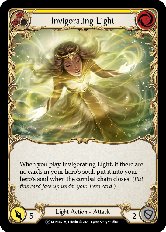 Invigorating Light (Yellow) (Rainbow Foil) [U-MON067-RF] Unlimited Edition Rainbow Foil