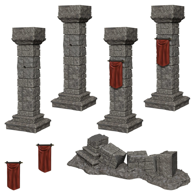 WizKids Deep Cuts Unpainted Miniatures: Pillars & Banners
