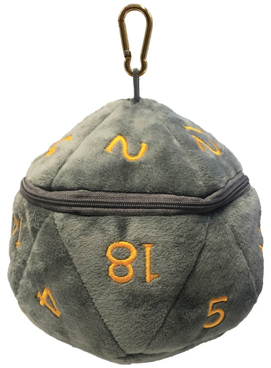 Plush D20 Dice Bags (With Clip)
